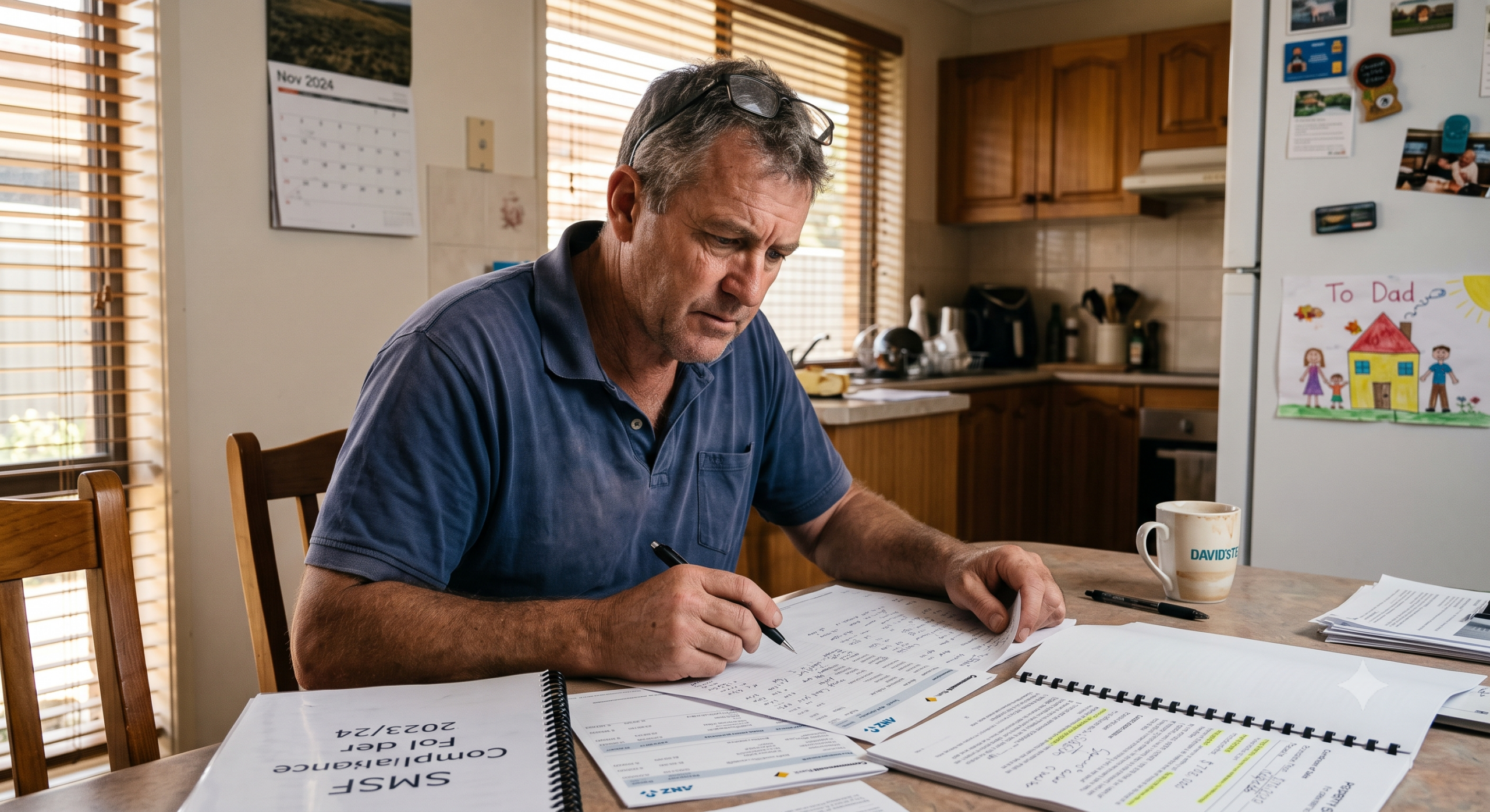 SMSF holder reviewing home loan paperwork at kitchen table — SMSF residential property borrowing ban Australia impact
